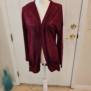 Maurices Burgundy open weave lightweight sweater.